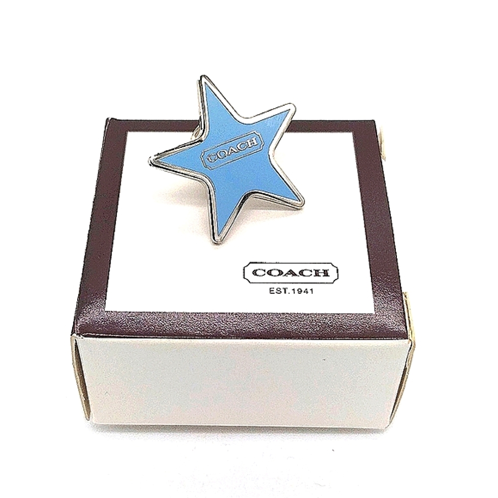 RARE COACH Sky Blue Star Pin brooch-Vintage-New in box! - Picture 2 of 5